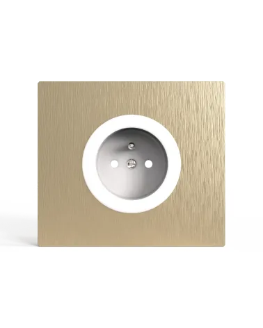 Prise murale carré or brossé avec cache interchangeable – Design et pratique