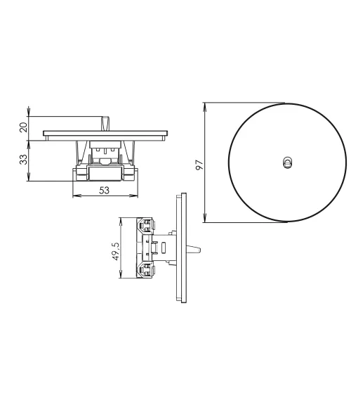 Interrupteur rond alu brossé – Levier 5 couleurs au choix