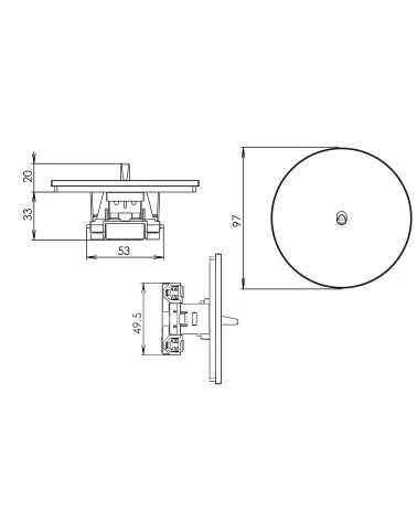 Interrupteur rond dorée brossé – Levier 5 couleurs au choix