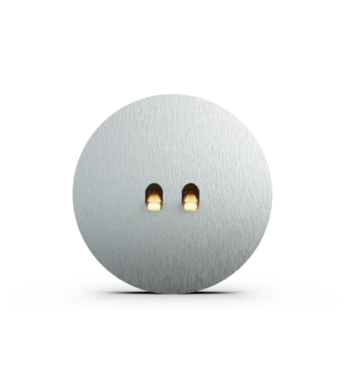 Interrupteur double rond alu brossé – Leviers 5 couleurs au choix