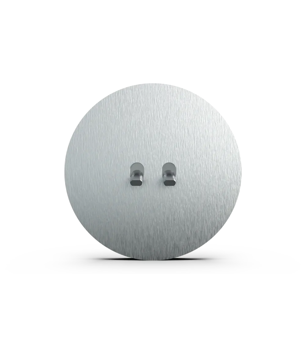 Interrupteur double rond alu brossé – Leviers 5 couleurs au choix