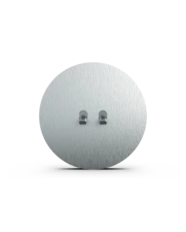 Interrupteur double rond alu brossé – Leviers 5 couleurs au choix