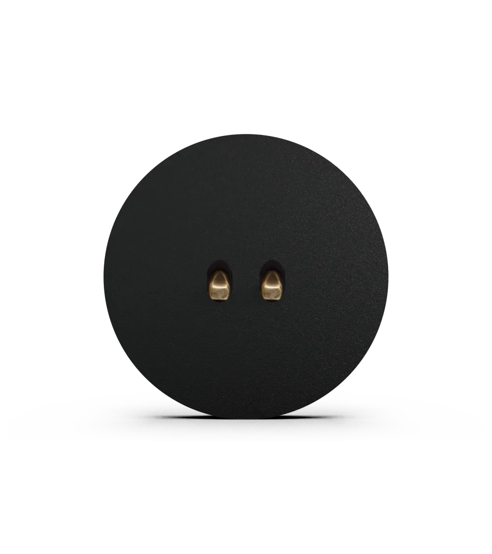 Interrupteur double rond noir – Levier 5 couleurs au choix