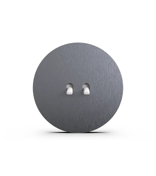 Interrupteur double rond gris anthracite – Levier 5 couleurs au choix