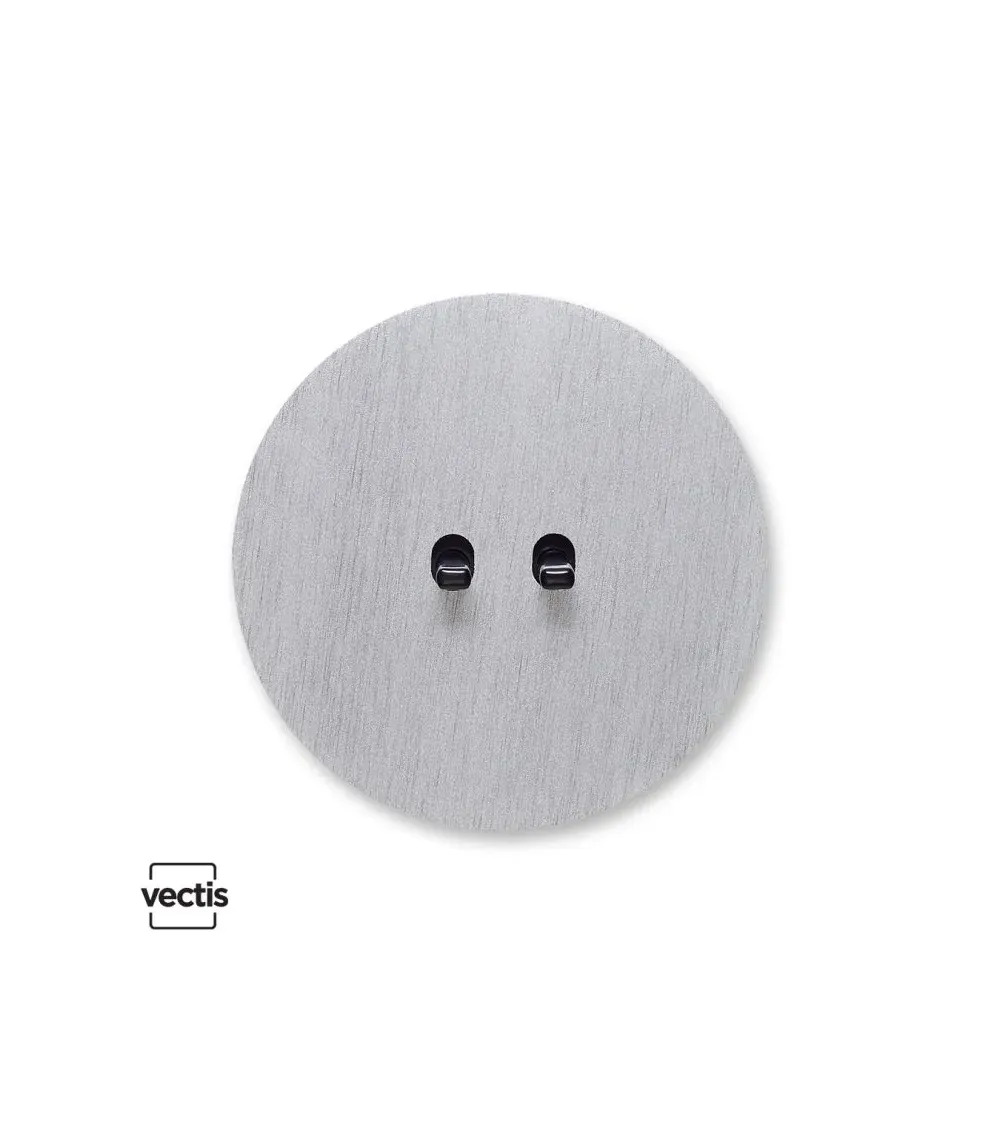 Interrupteur double rond alu brossé – Leviers 5 couleurs au choix