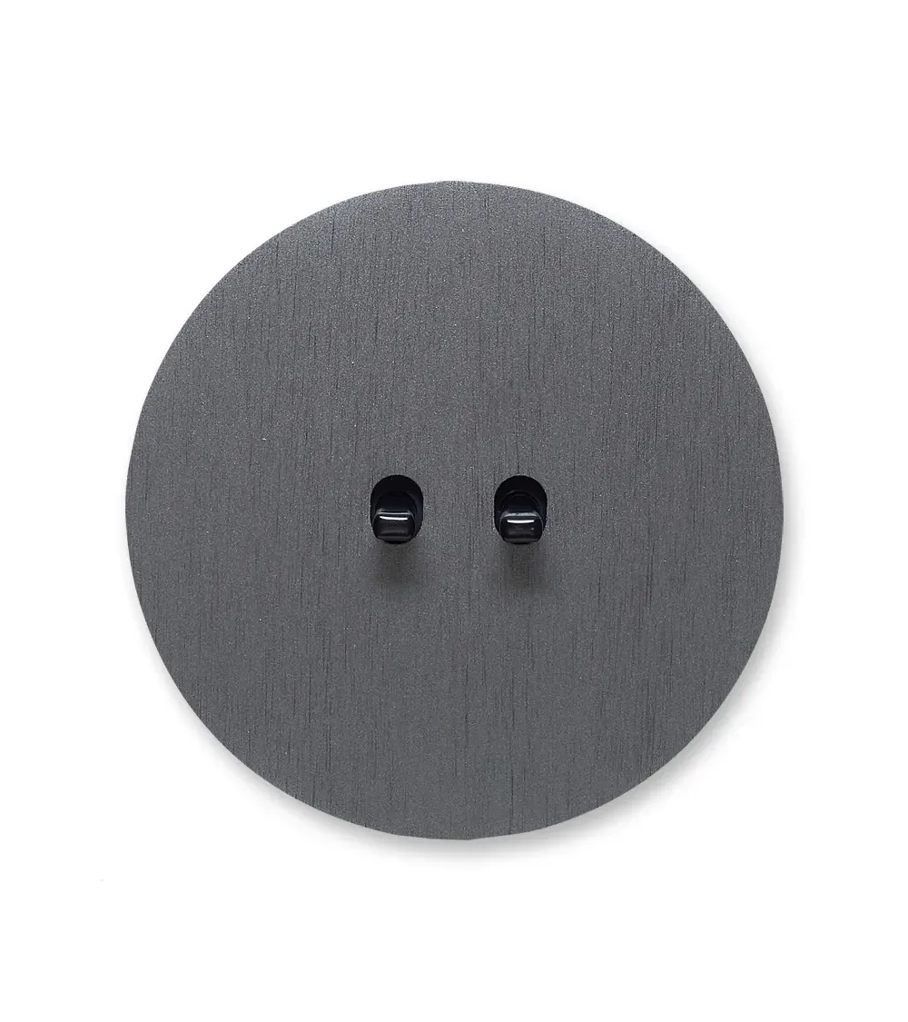 Interrupteur double rond gris anthracite – Levier 5 couleurs au choix