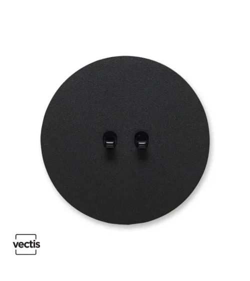 Interrupteur double rond noir – Levier 5 couleurs au choix