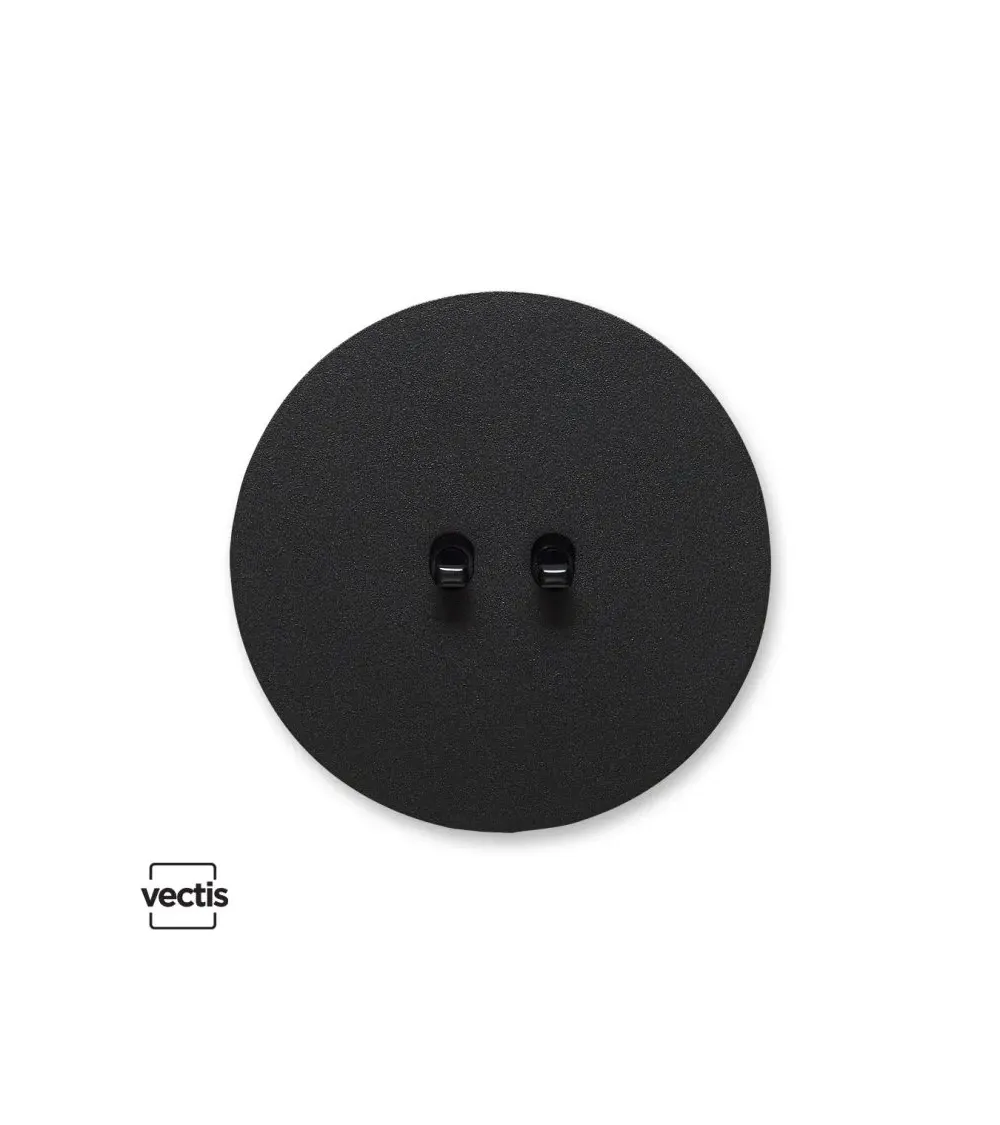 Interrupteur double rond noir – Levier 5 couleurs au choix