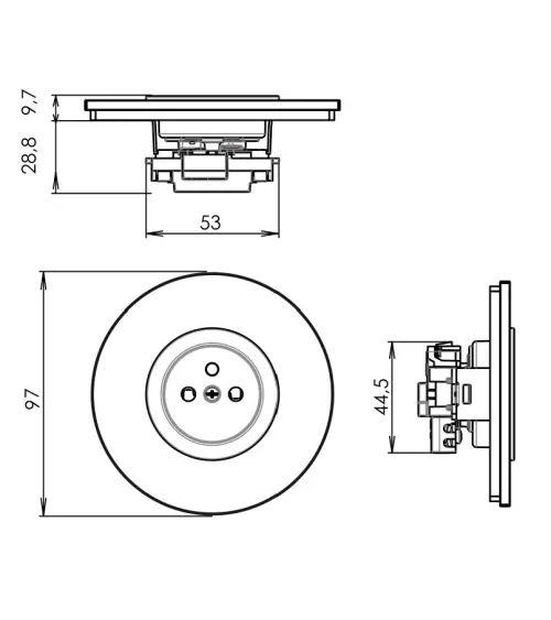 Prise murale ronde blanche avec cache interchangeable – Design et pratique