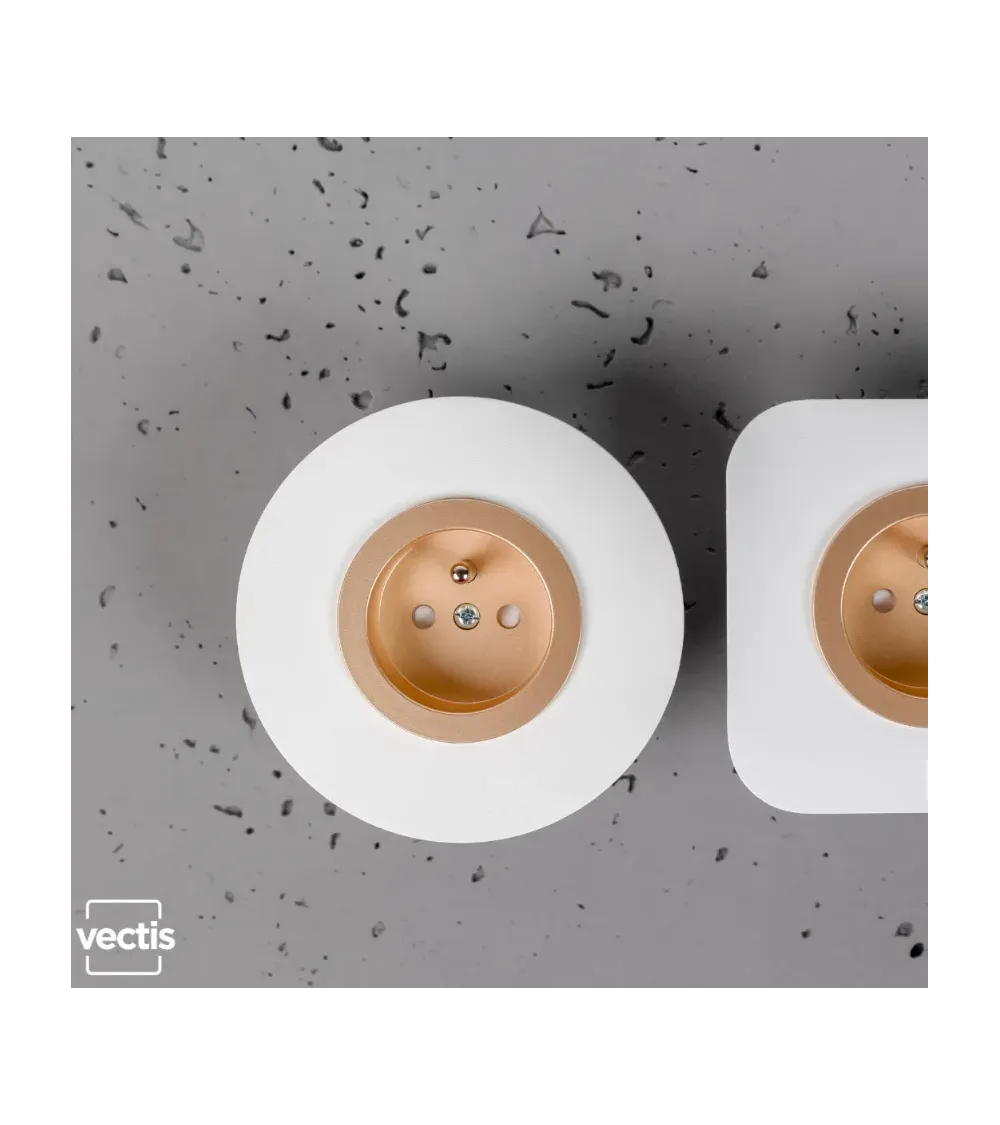 Prise murale ronde blanche avec cache interchangeable – Design et pratique