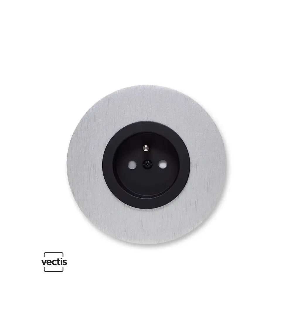 Prise murale ronde aluminium avec cache interchangeable – Design et pratique