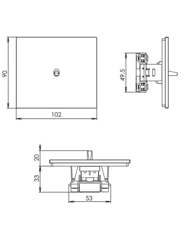 Interrupteur carré noir– Levier 5 couleurs au choix